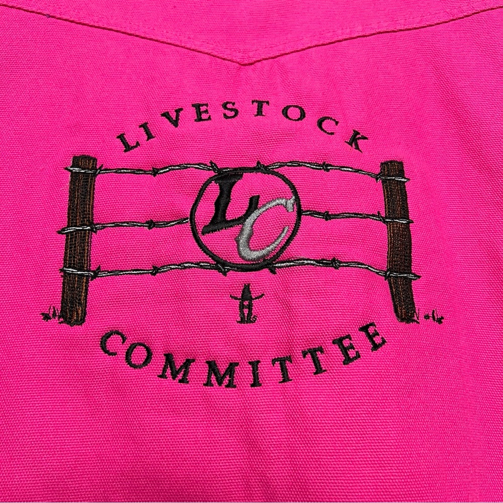 ROPER Houston Rodeo Livestock Committee Pink Canvas Quilt Fleece Vest - Picture 9 of 13